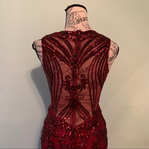 Ritzee Prom Dark Red Sparkle Dress Size 2 - Picture 4 of 9
